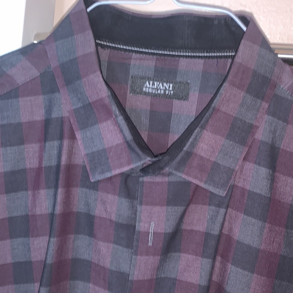 Alfani Men’s Purple/Gray Plaid Button Down - Picture 1 of 9